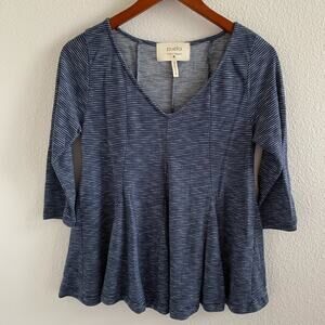 Anthropologie Puella Navy Striped Swing Top Medium